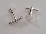 10 pcs Silver Plated Cufflinks Blanks Pads 34C