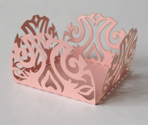 10 pcs Mini (Small) Pink Scroll Lace Baklava Truffle Wrappers