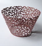 12 pcs MINI (Small) Bronze Filigree Lace Cupcake Wrappers