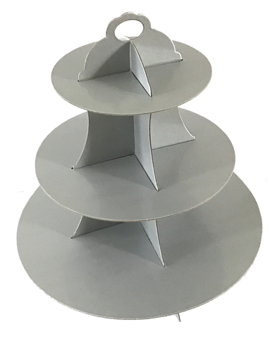 3 Tier Light Grey Cupcake Stand Cardboard Wedding Party