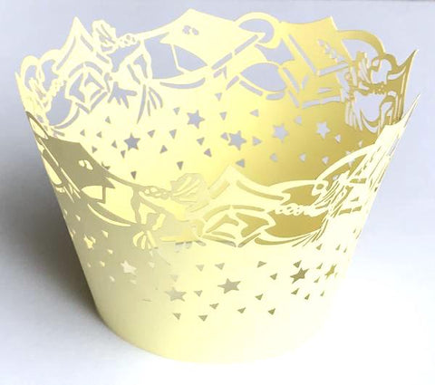 12 pcs Graduation Yellow Cupcake Wrappers