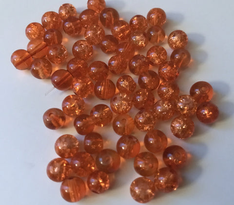 200 PCS 6mm Orange Crackle Glass Beads round spacer beads jewelry making 88y