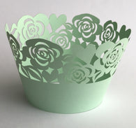 12 pcs Mint Green Garden of Roses Cupcake Wrappers