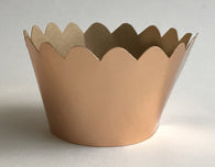 12 pcs MINI (Small) Metallic Copper Scallop Cupcake Wrappers