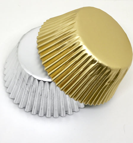 50 pcs Gold & Silver Aluminum Foil Cupcake Liners