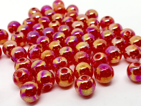 200 PCS 8mm Red Bead Acrylic Round Spacer Beads