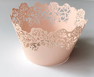 12 pcs Rose Gold Large Fleurs Small Flowers Cupcake Wrappers