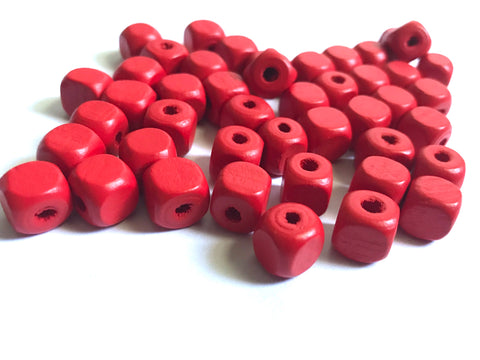 200 pcs Red Square Wood Beads 10mm Bead Jewelry Making Wooden Tool square Craft bead