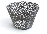 12 pcs Dark Gray Classic Lace Cupcake Wrappers
