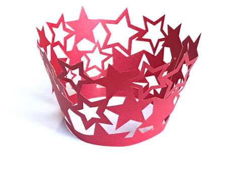 12 pcs Red Star Cupcake Wrappers