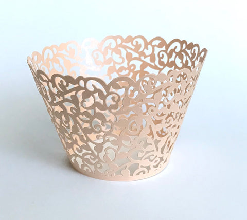 12 pcs Rose Gold Classic Lace Cupcake Wrappers