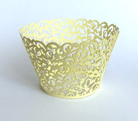 12 pcs Yellow Classic Lace Cupcake Wrappers