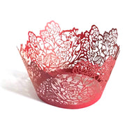 12 pcs Red Rose Lace Cupcake Wrappers