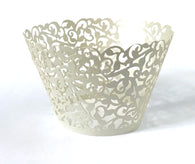 12 pcs Silver Gray Classic Lace Cupcake Wrappers