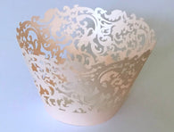 12 pcs Rose Gold Damask Lace Cupcake Wrappers