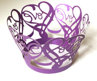 12 pieces Purple Love Heart Cupcake Wrappers