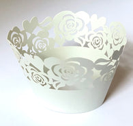12 pcs Silver Gray Grey Garden of Roses Cupcake Wrappers