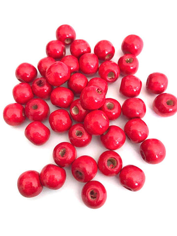 200 pcs Cherry Red Wood Beads Round 12mm Bead Jewelry Making Wooden Tool