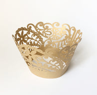 12 pcs Gold Paisly & Flowers Cupcake Wrappers