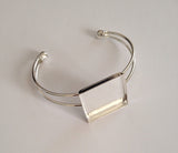 New Silver Plated Cuff Bangle Square Bracelet Copper Jewelry Charms Bangles Tools Supplies 76B