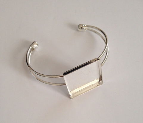 New Silver Plated Cuff Bangle Square Bracelet Copper Jewelry Charms Bangles Tools Supplies 76B
