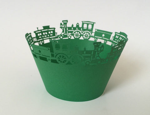 12 pcs Green Train Cupcake Wrappers