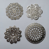 20 pcs Silver Tone Embellishments Scrapbooking Paper Craft Metal Stamping Lace Filigree