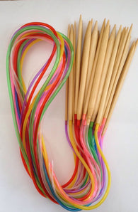 Brand New! 15 pcs Bamboo 40" Knitting Needles Finish Weave Knitting Crochet Plastic Tube Stopper Hook Colorful