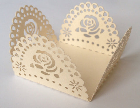 10 pcs Mini (Small) Ivory Rose Cupcake Wrappers