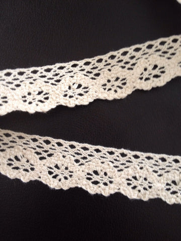 10 Yards Ivory Cotton Crochet Lace Edging V1T