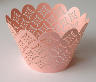 12 pcs Pink Sweet Lace Cupcake Wrappers