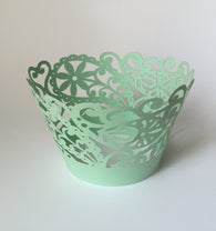 12 pcs Mint Green Paisley & Flowers Cupcake Wrappers