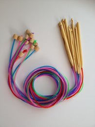 Brand New! 12 Bamboo Afghan Tunisian Crochet Hooks Finish Weave Knitting Crochet Plastic Tube Stopper Hook Colorful