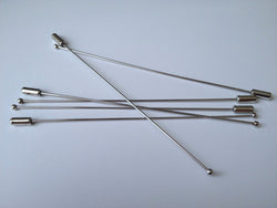 10 pcs Long 4 3/4" silver plated bead lapel jewelry stick pins #43D