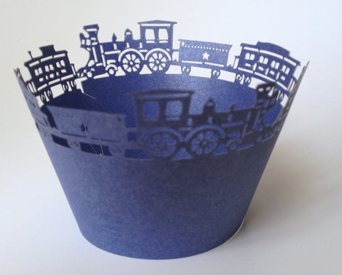 12 pcs Navy Blue Train Cupcake Wrappers