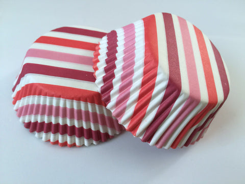 50 pcs Red Stripes Pink Dark Red Cupcake Liners
