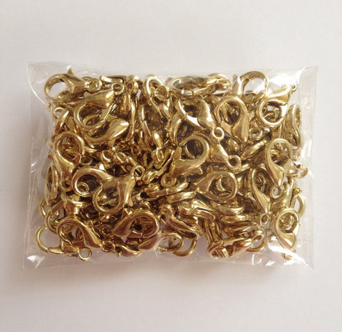 New! 14K Gold Plated 100 pcs Lobster Clasps Claw Jewelry Fastener Hook #68G Copper Supplies Tools Craft Making Hardware Bracelet