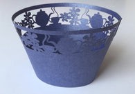 12 pcs Navy Blue Tea Cup & Kettle Cupcake Wrappers