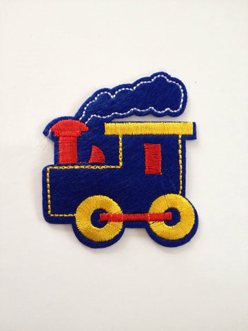 New 5 pcs Train Embroidered Iron On Applique Patch Flower Sewing Fabric Blue Yellow Red