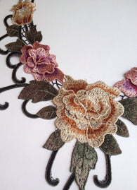 New Beautiful Necklace Lace Neckline Embroidered Applique Patch Flower Sewing Fabric Dressmaking Pink Green Tan Beige