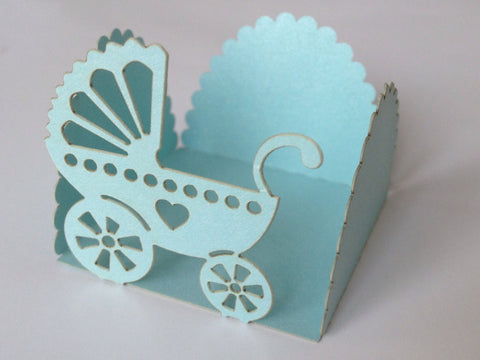 10 pcs Small Light Blue Baby Carriage Truffle Wrapper