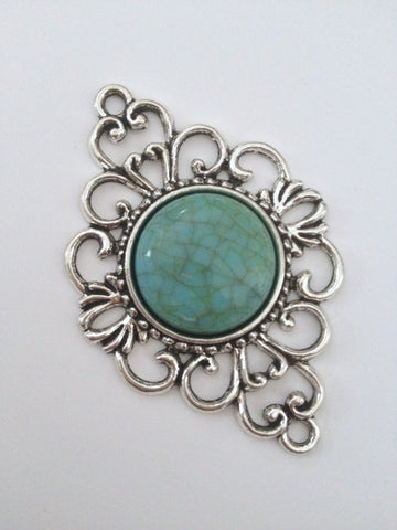 New Turquoise Connector Jewelry Findings Oval Connector Silver Antique Jewelry Making Findings  Charm Bead