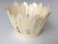 12 pcs  Ivory Feather Lace Cupcake Wrappers