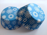 50 pcs Blue Snowflakes Winter Cupcake Liners