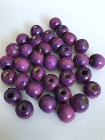 200 pcs Purple Wood Beads Round 12mm Bead Jewelry Making Wooden Tool 52b Findings Necklace