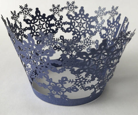 12 pcs Navy Blue Snowflakes Cupcake Wrappers
