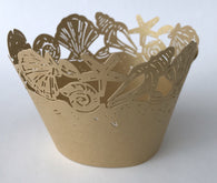 12 pcs Gold Seashell Cupcake Wrappers