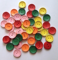 New 50 pcs Colorful Wooden Children Buttons Sewing Button two holes fabric craft fasteners Round Green Orange Yellow Red