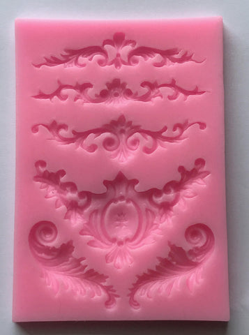 5 Design Damask Lace Edging Mold for Cake-Unbranded