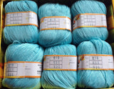 New 6 skeins Blue Cashmere Silk Protein Yarn Cotton Baby Wool Hand knitted 50g ball knitting yarn